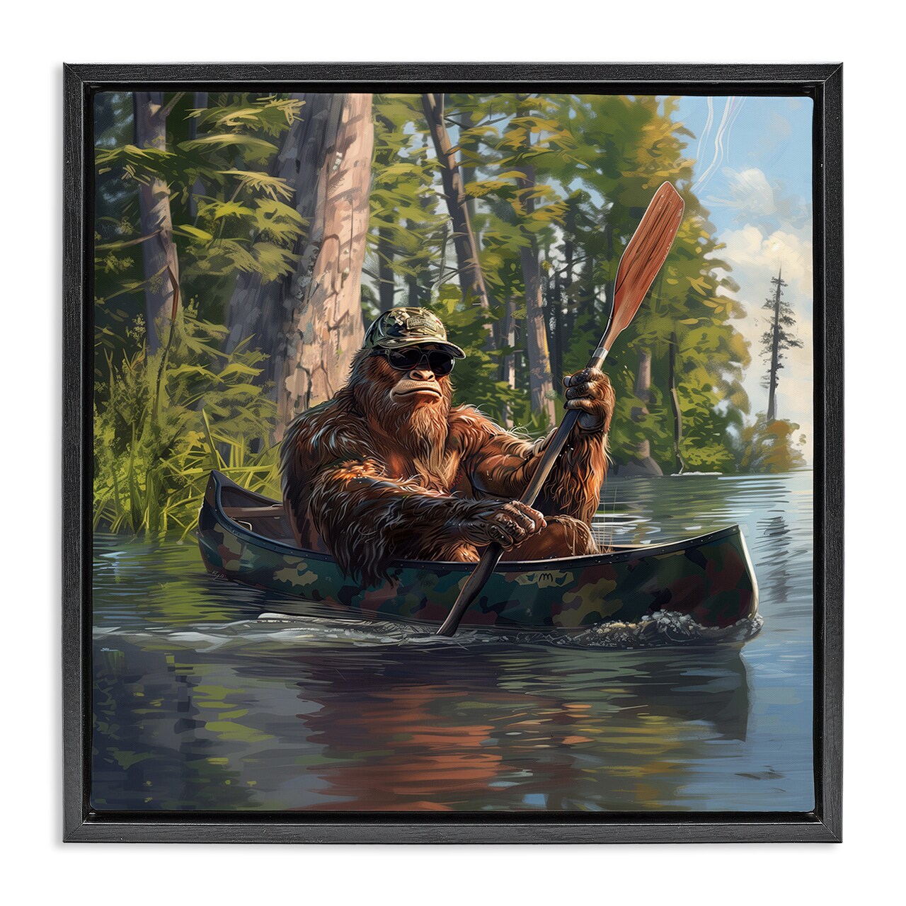 Stupell Industries Mythical Monster in Canoe Floater Framed Canvas Wall Art Design by Jim Baldwin